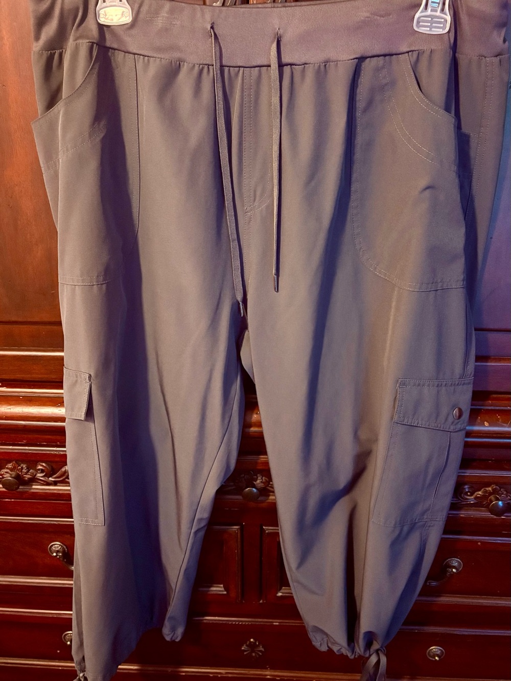 Dri-Fit material Drawstring Cargo Pants - Gray